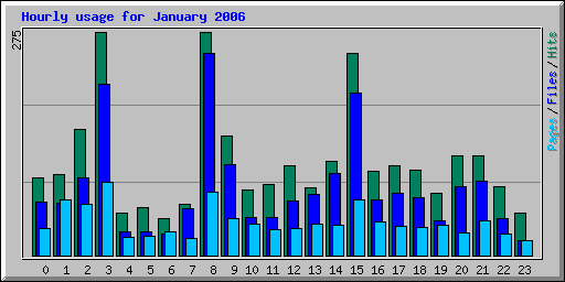 Hourly usage for January 2006